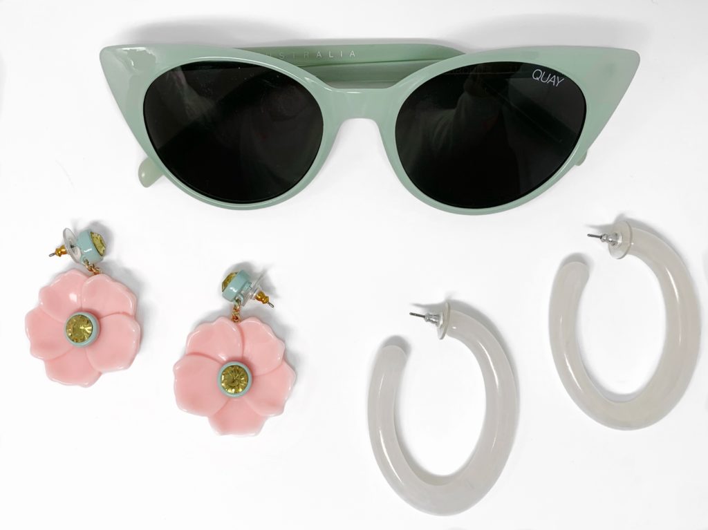 Quay Sunglasses Banana Republic Flower Earrings Bauble Bar Acrylic Hoop Earrings
