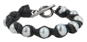 Black Leather & Pearl Bracelet