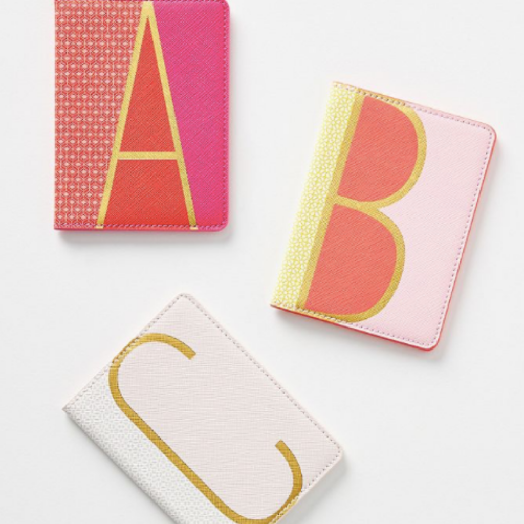 Good Gifts For Her Under $25 - Monogrammed Passport Holders From Anthropologie