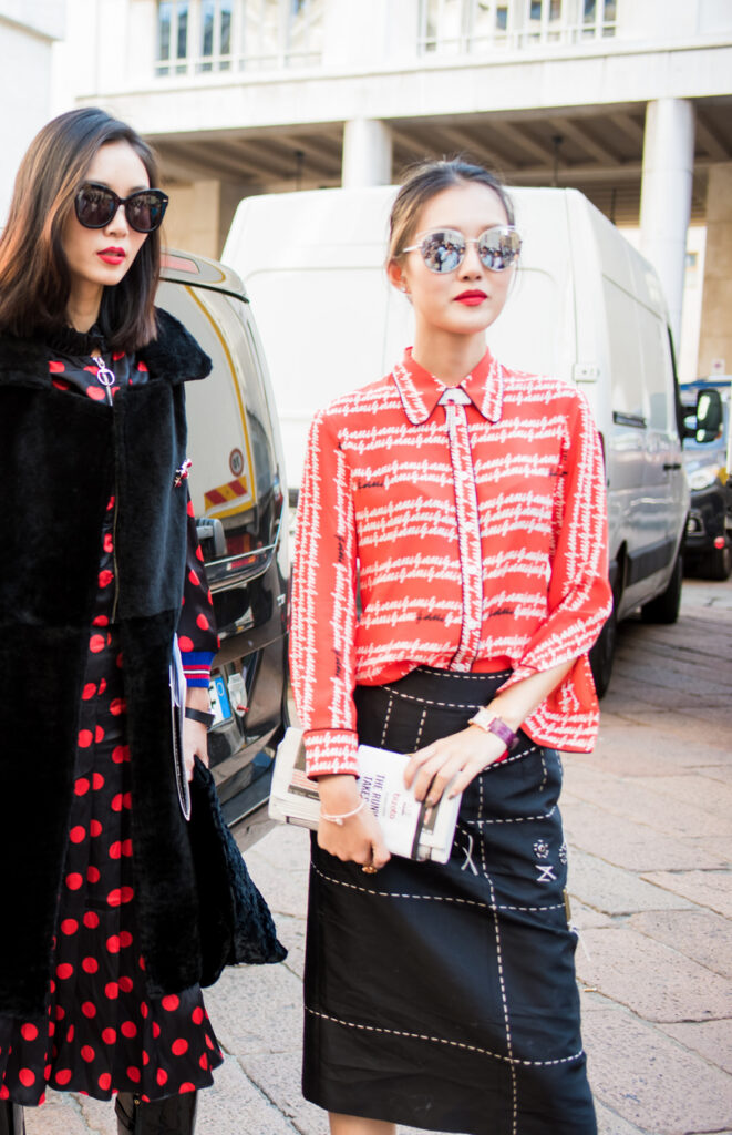 A stylish Petite with her blouse tucked to create a more flattering outfit.