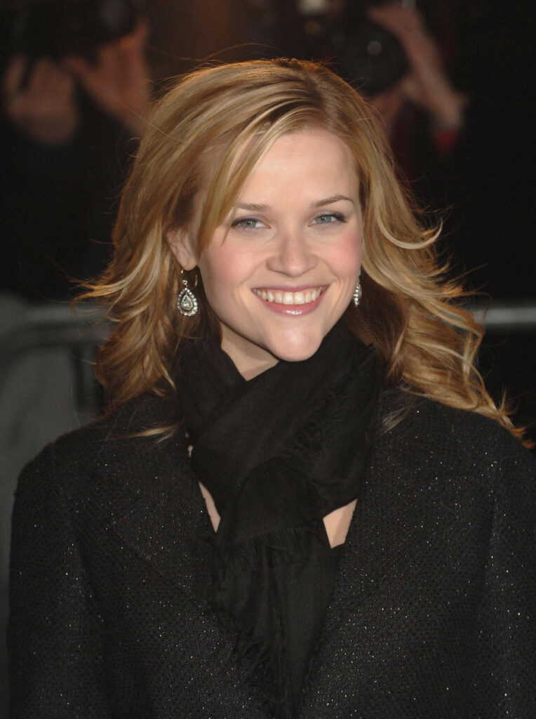 Reese Witherspoon Petite Style Black Tweed Coat and Short Black Scarf