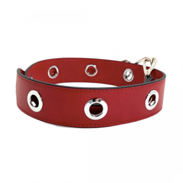 Cthru Purses Red Leather Purse Straps With Silver Grommets