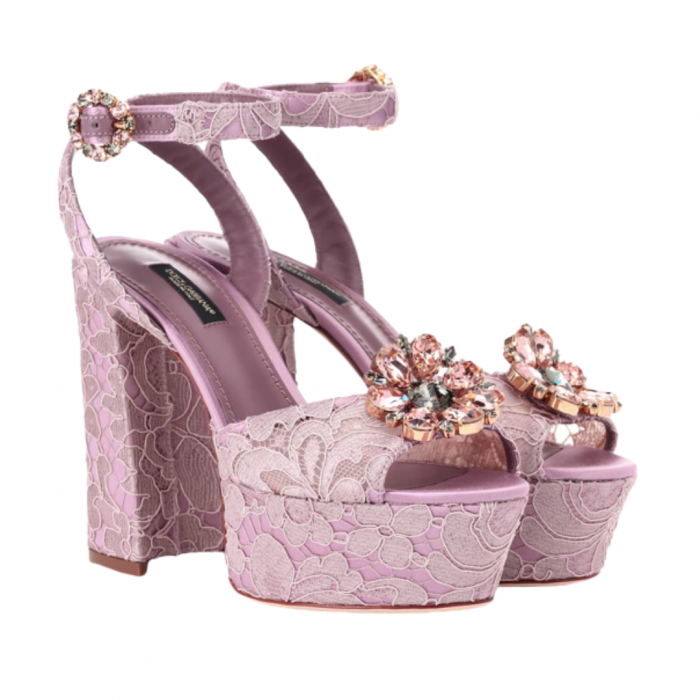 Dolce & Gabbana Lilac Lace Platforms